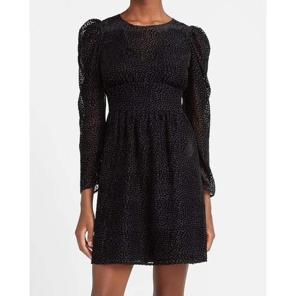 Express Black Pleated Puff Sleeve Mini Dress - Picture 1 of 4